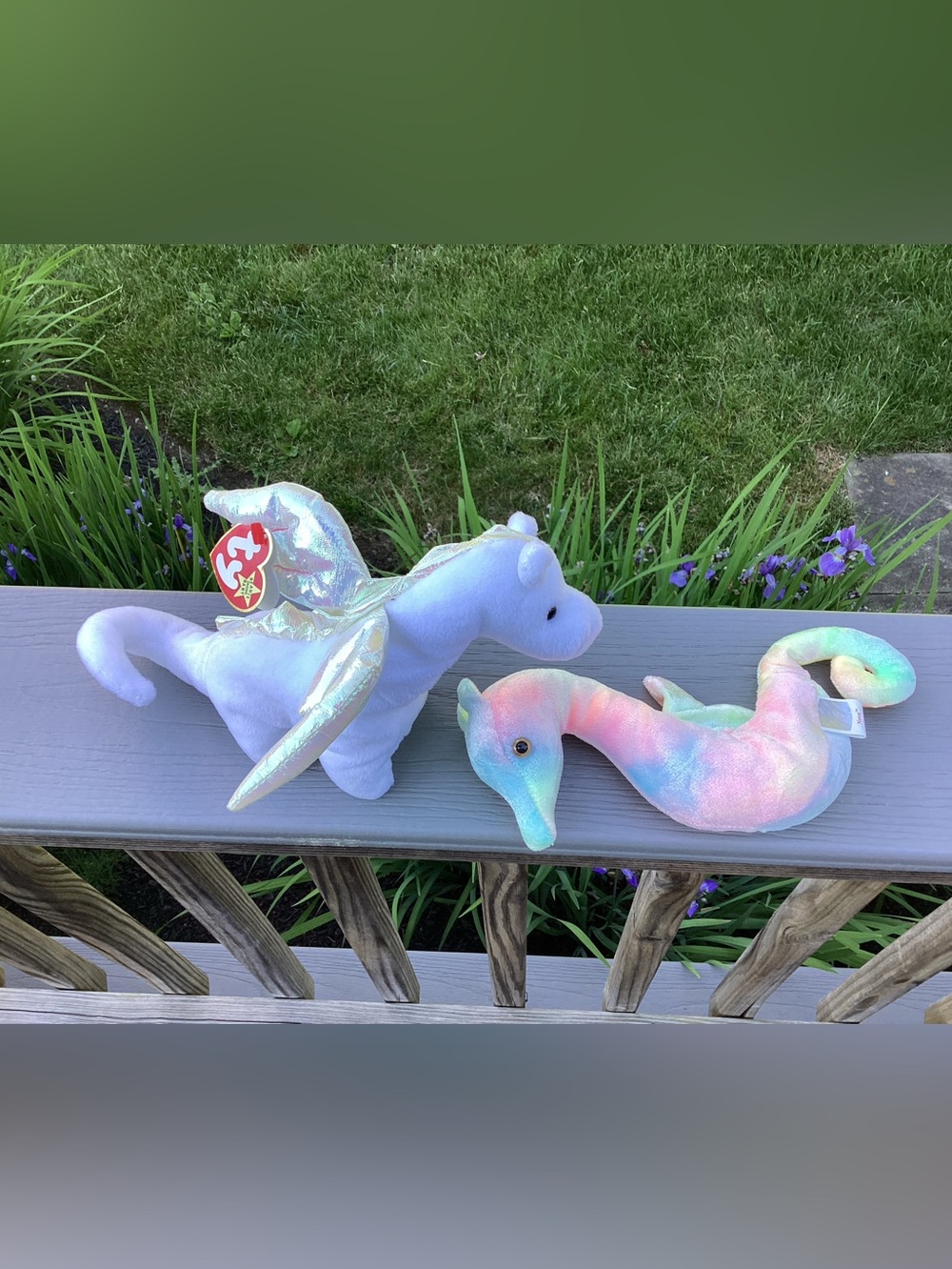 Ty Plush Rainbow Sea Dragon and seahorse